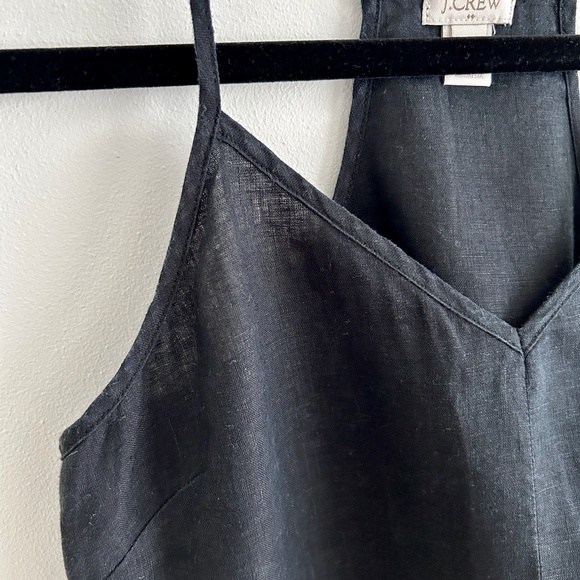 J. Crew Factory Black Linen Tank Top Peplum Spaghetti Straps Racerback Size 0 - Picture 3 of 13